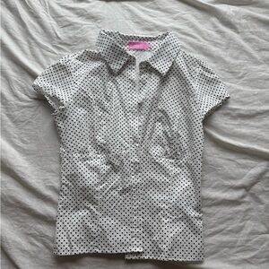 Edikted Polka Dot Short Sleeve Button Up Shirt